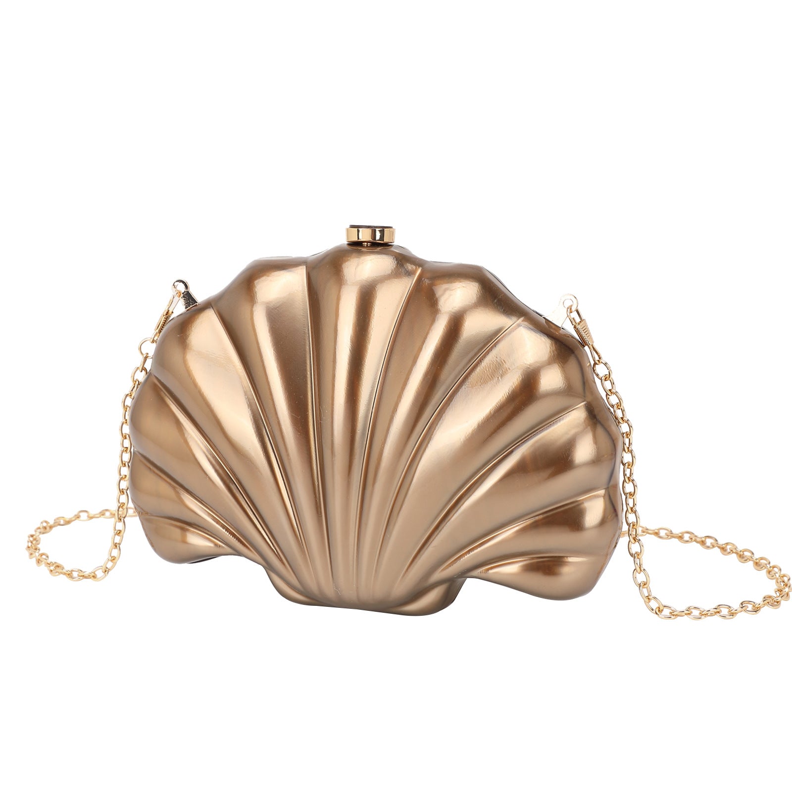 Shelloncé – Acrylic Shell Clutch with Pearl Handle