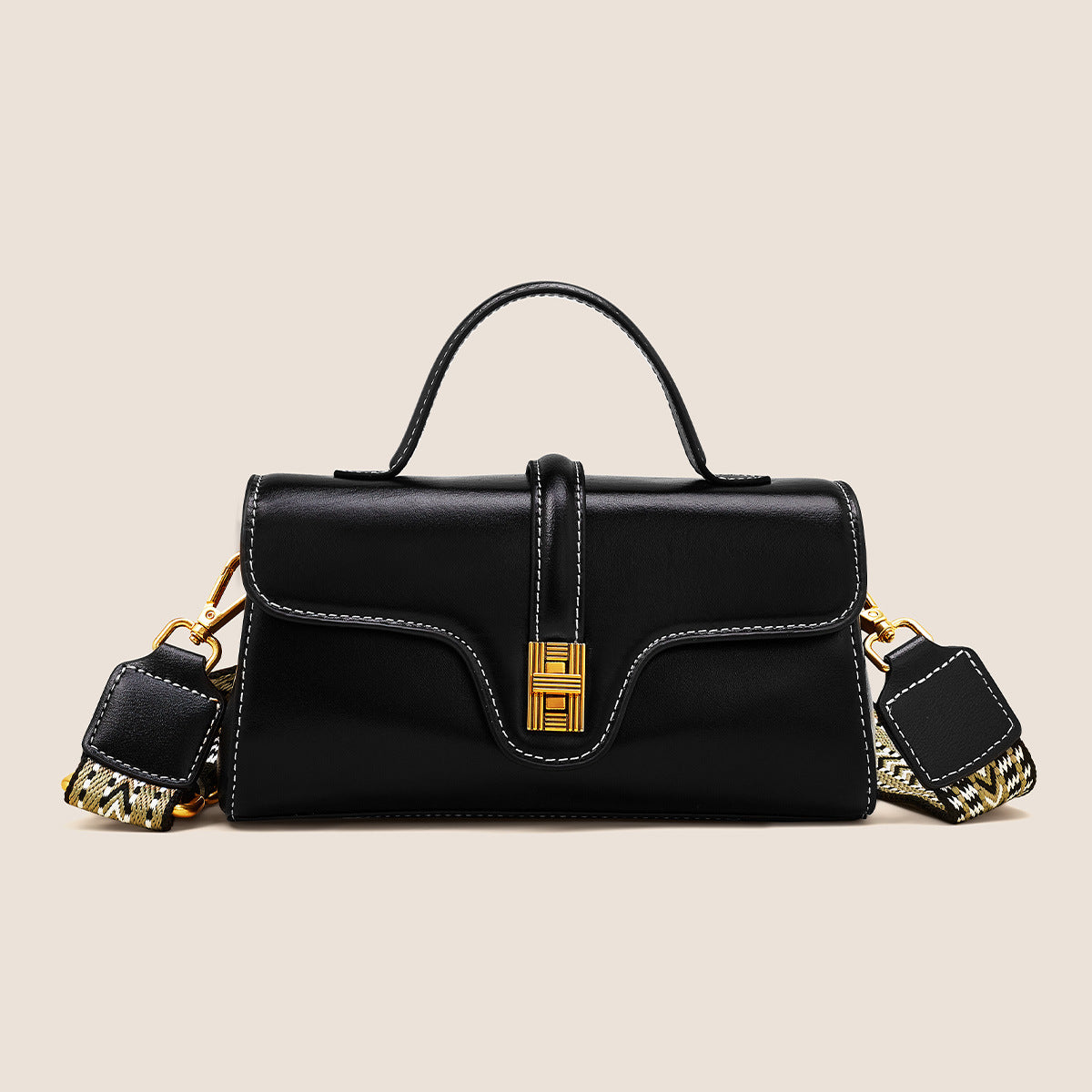 Featherington Fête – Retro Lock Crossbody Bag