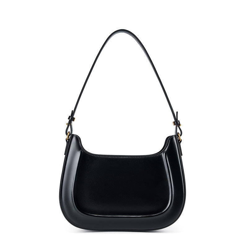 Velvet Season – Glossy Leather Saddle Bag for Elegant Days