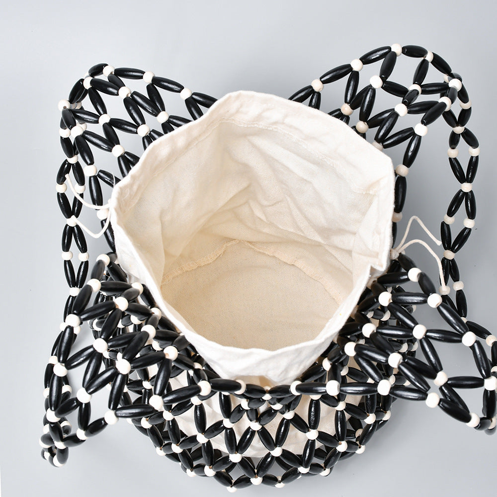 Summer Beads & Secrets – Handwoven Shoulder Tote for Serene Getaways