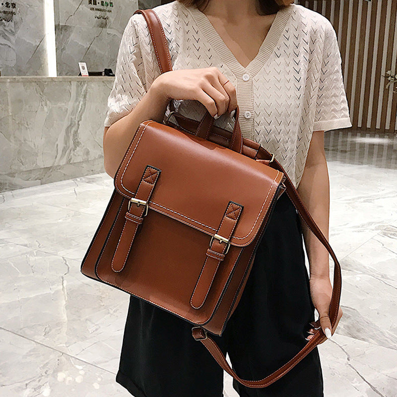 Ivy Seminar – Classic Magnetic Leather School Backpack