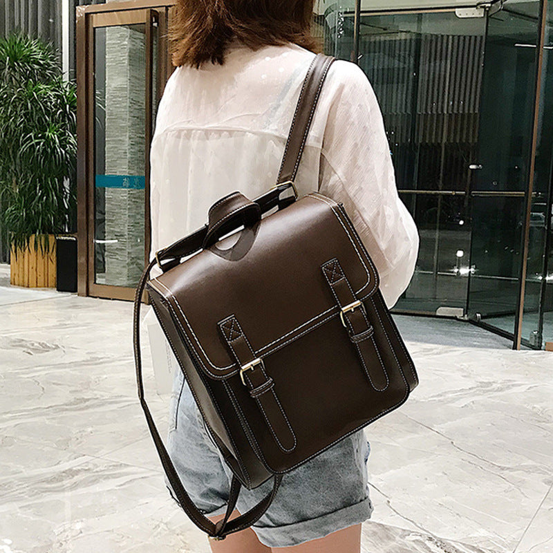Ivy Seminar – Classic Magnetic Leather School Backpack