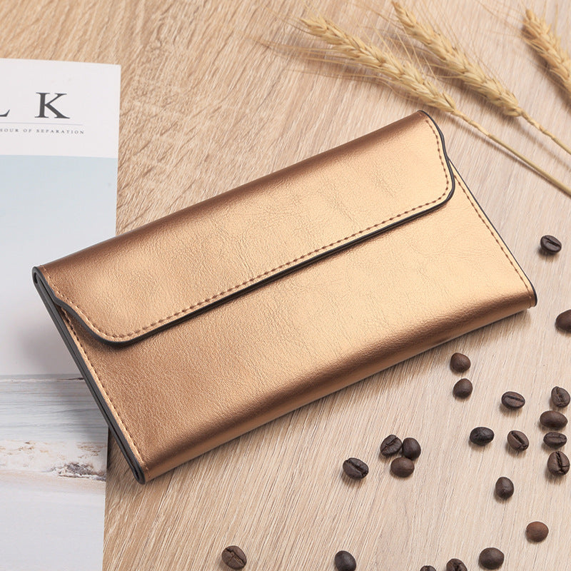 Wildflower Whispers – Genuine Leather Long Wallet with Magnetic Charm