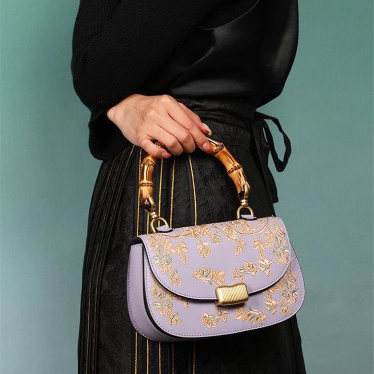 Executive Bloom - Cowhide Embroidery Handbag
