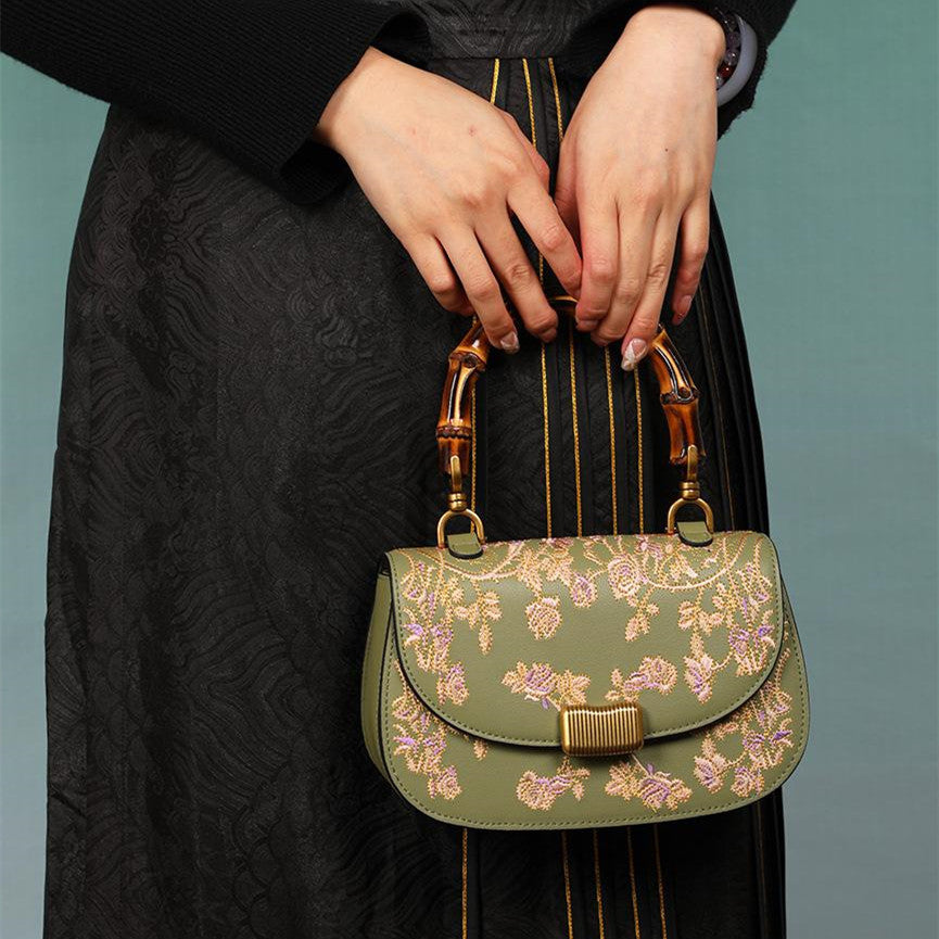 Executive Bloom - Cowhide Embroidery Handbag