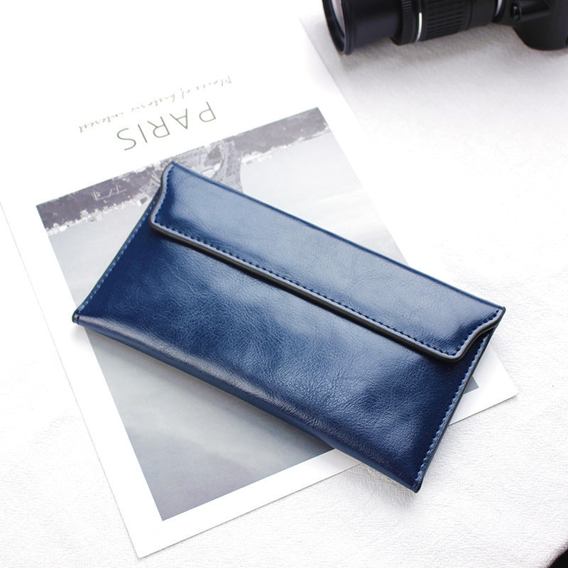 Wildflower Whispers – Genuine Leather Long Wallet with Magnetic Charm