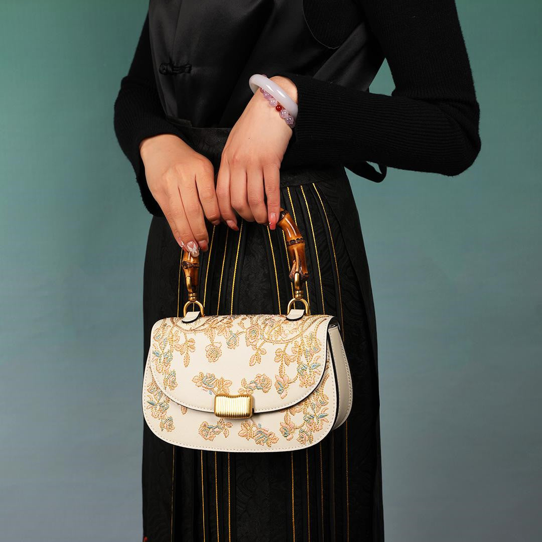 Executive Bloom - Cowhide Embroidery Handbag