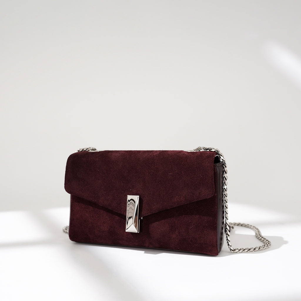 Coffeehouse Poise – Suede Chain Shoulder Bag