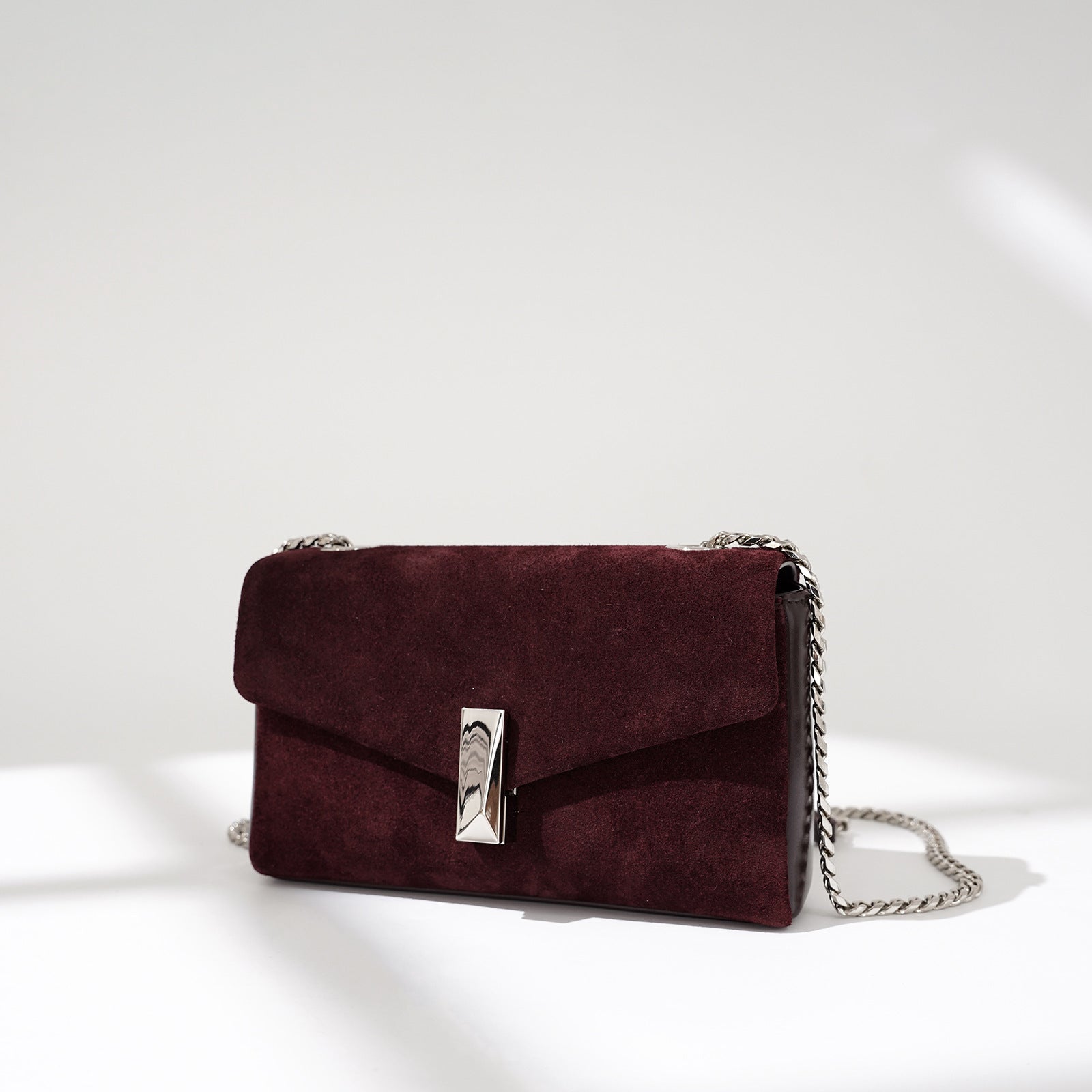 Coffeehouse Poise – Suede Chain Shoulder Bag