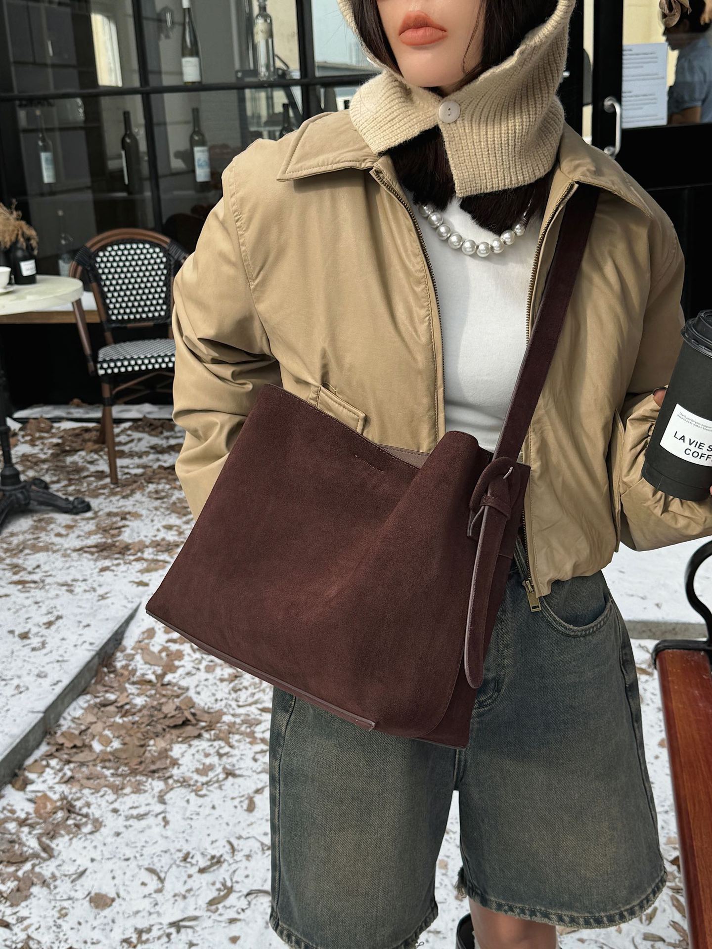 Cozy With Cashmere – Winter Matte Leather Crossbody