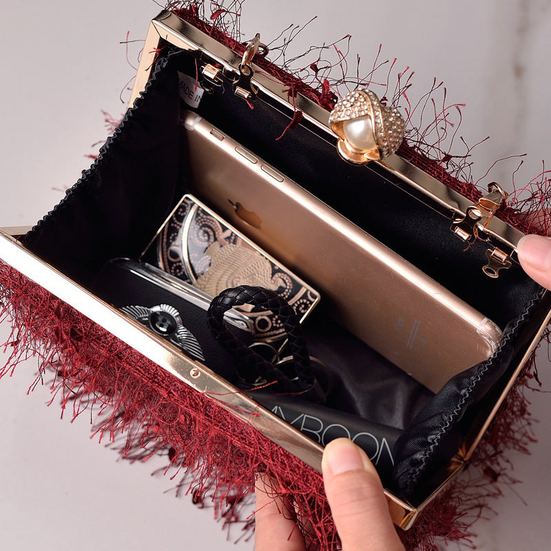 Nevermore Nightshade – Pearl Clasp Tassel Evening Bag