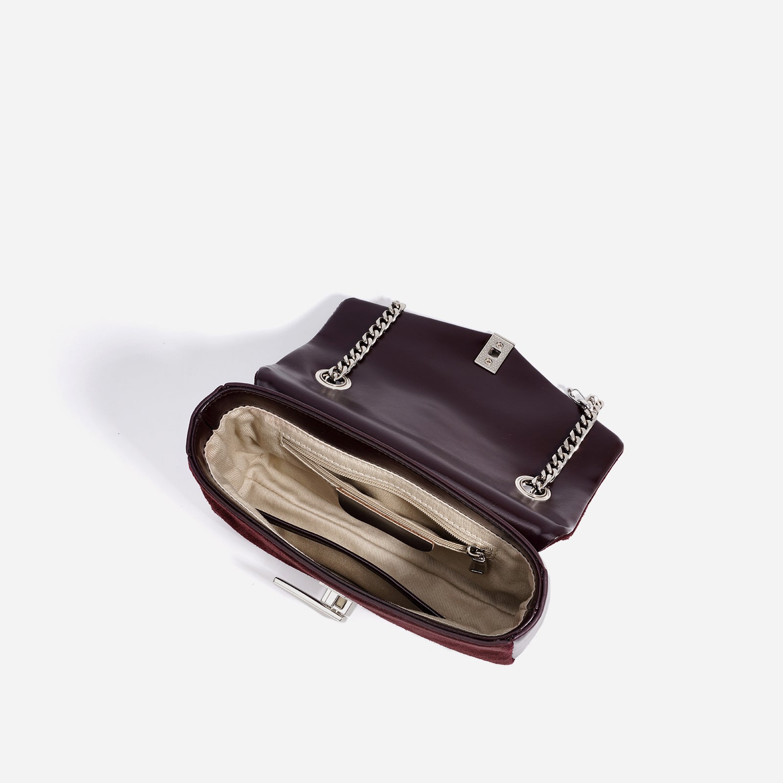 Coffeehouse Poise – Suede Chain Shoulder Bag