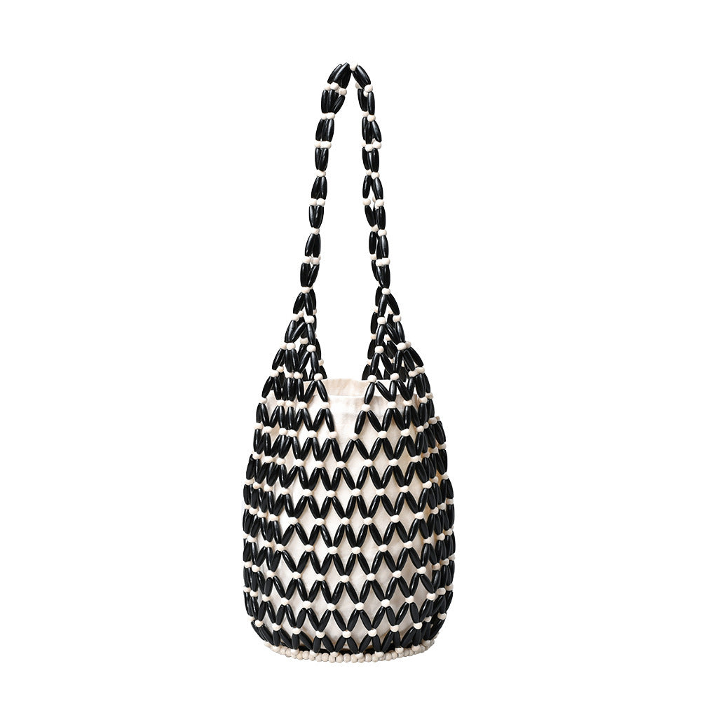 Summer Beads & Secrets – Handwoven Shoulder Tote for Serene Getaways