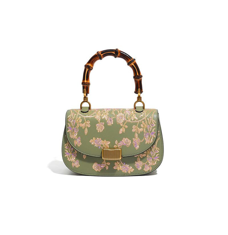 Executive Bloom - Cowhide Embroidery Handbag