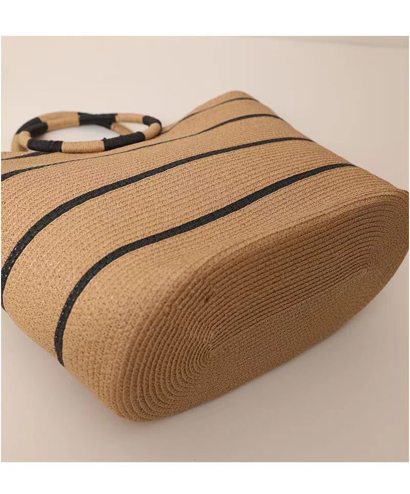 Cruel Sun Cabana Tote – Woven Round Handle Beach Bag
