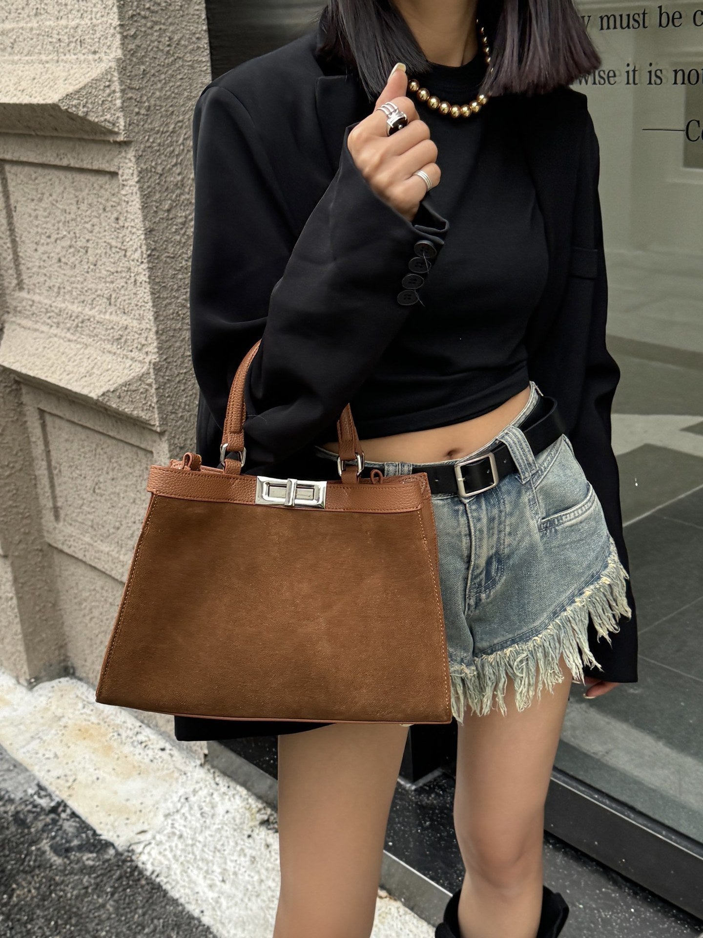 Evermore Edit – Frosted Cowhide Commuter Shoulder Bag