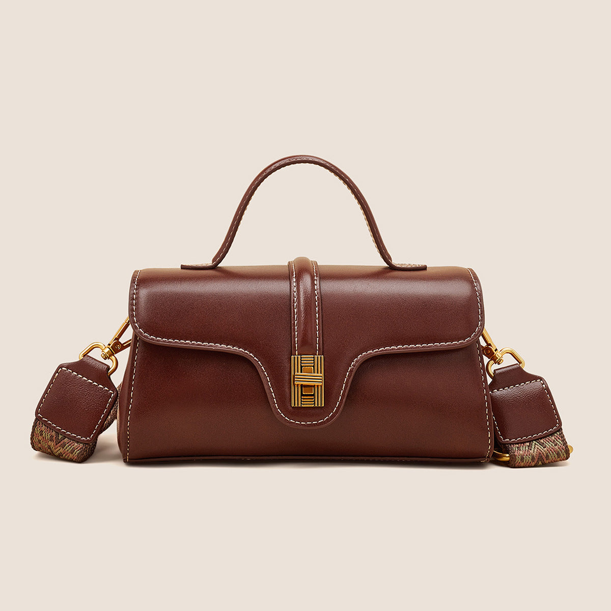 Featherington Fête – Retro Lock Crossbody Bag