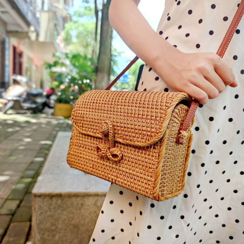 Espresso Yourself – Rattan Envelope Shoulder Bag