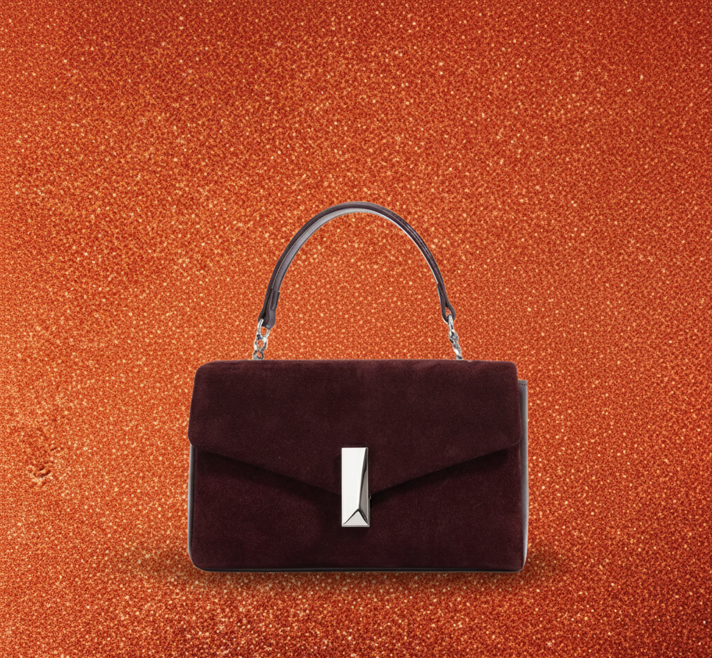 Coffeehouse Poise – Suede Chain Handbag