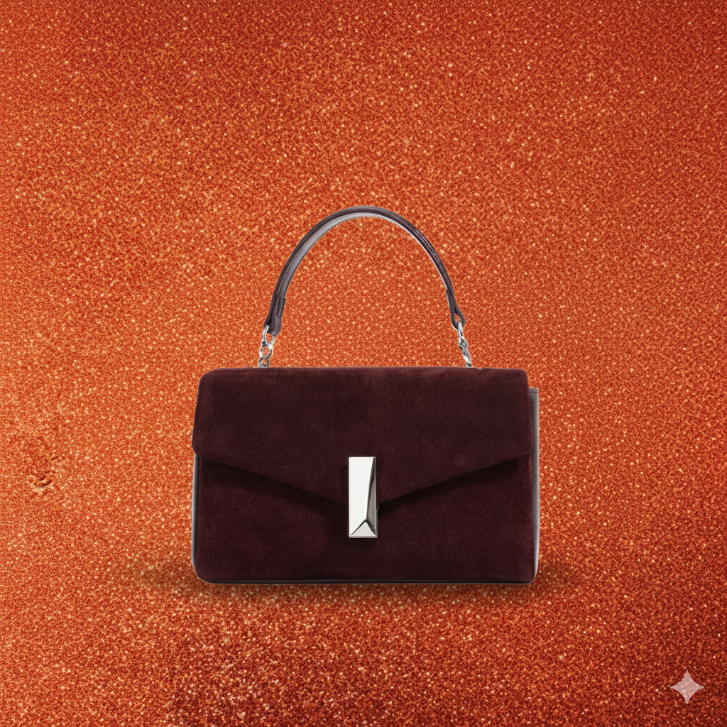 Coffeehouse Poise – Suede Chain Handbag