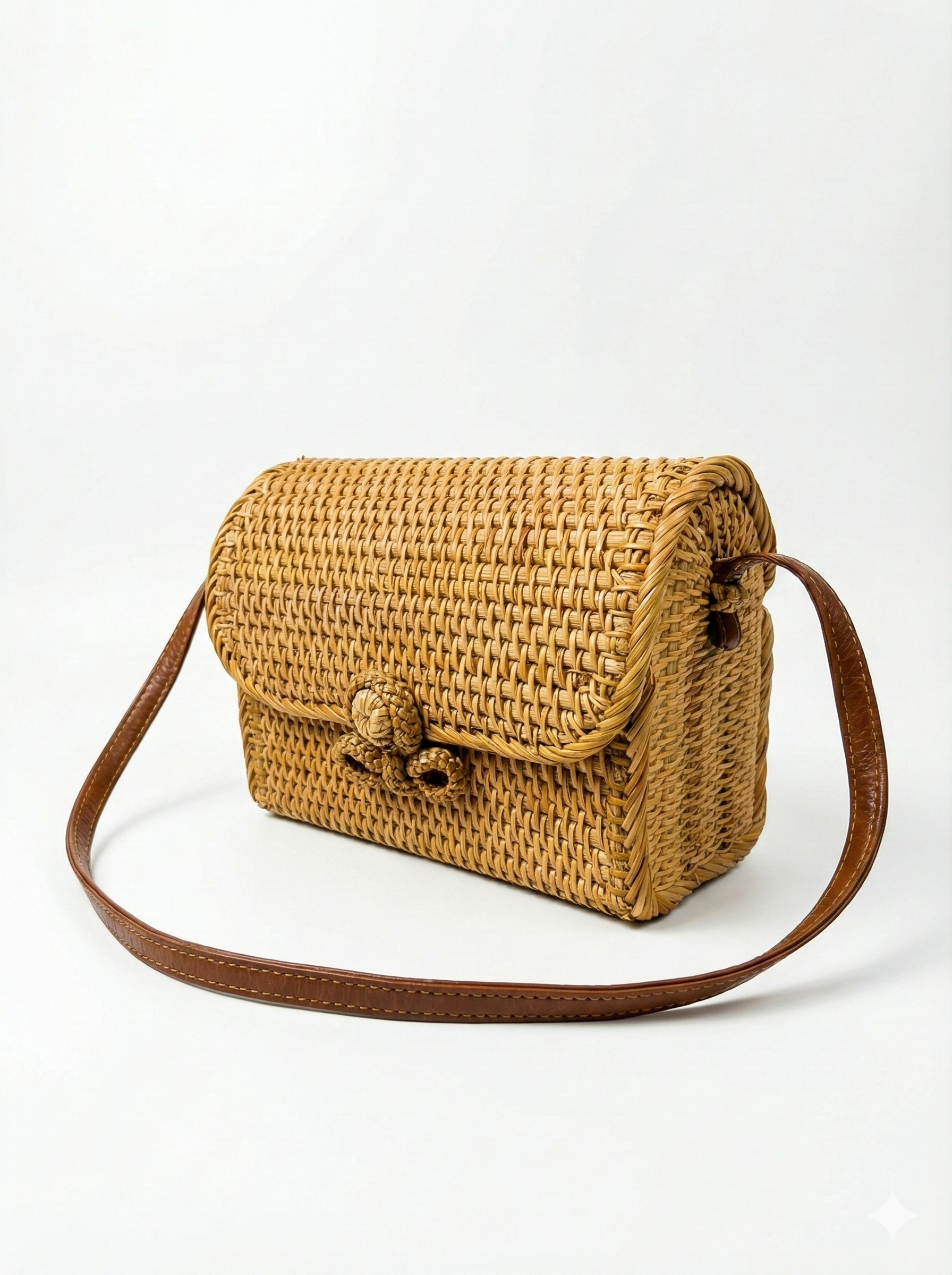 Espresso Whisper – Rattan Envelope Shoulder Bag