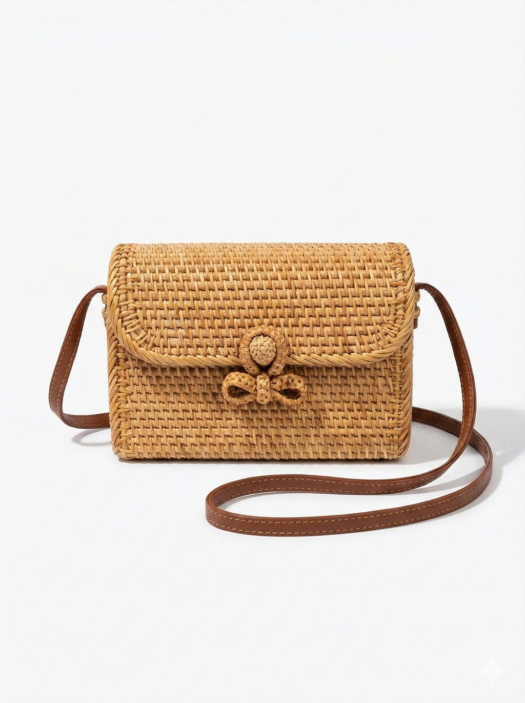 Espresso Whisper – Bolso de hombro tipo sobre de ratán