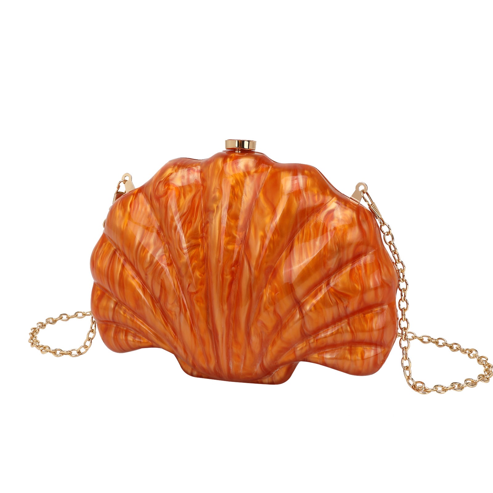 Shelloncé – Acrylic Shell Clutch with Pearl Handle