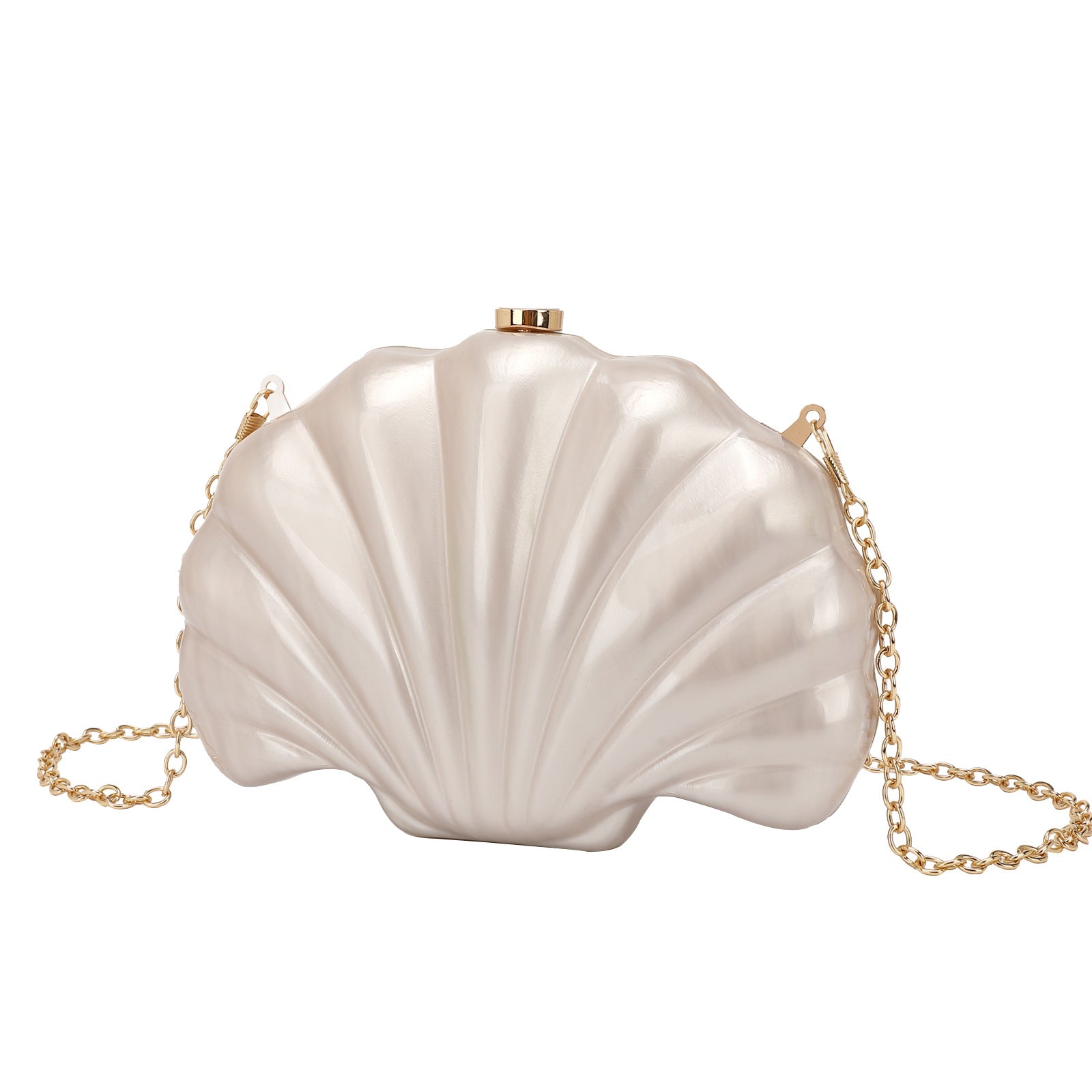 Shelloncé – Acrylic Shell Clutch with Pearl Handle