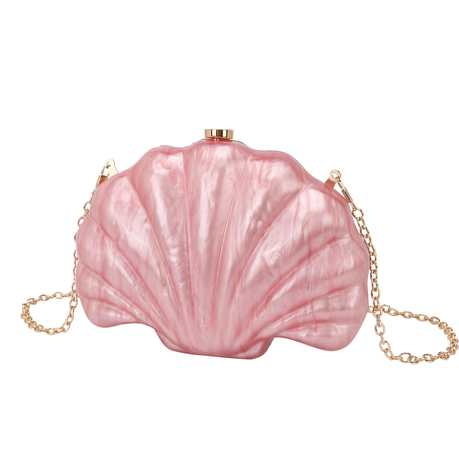 Shelloncé – Acrylic Shell Clutch with Pearl Handle