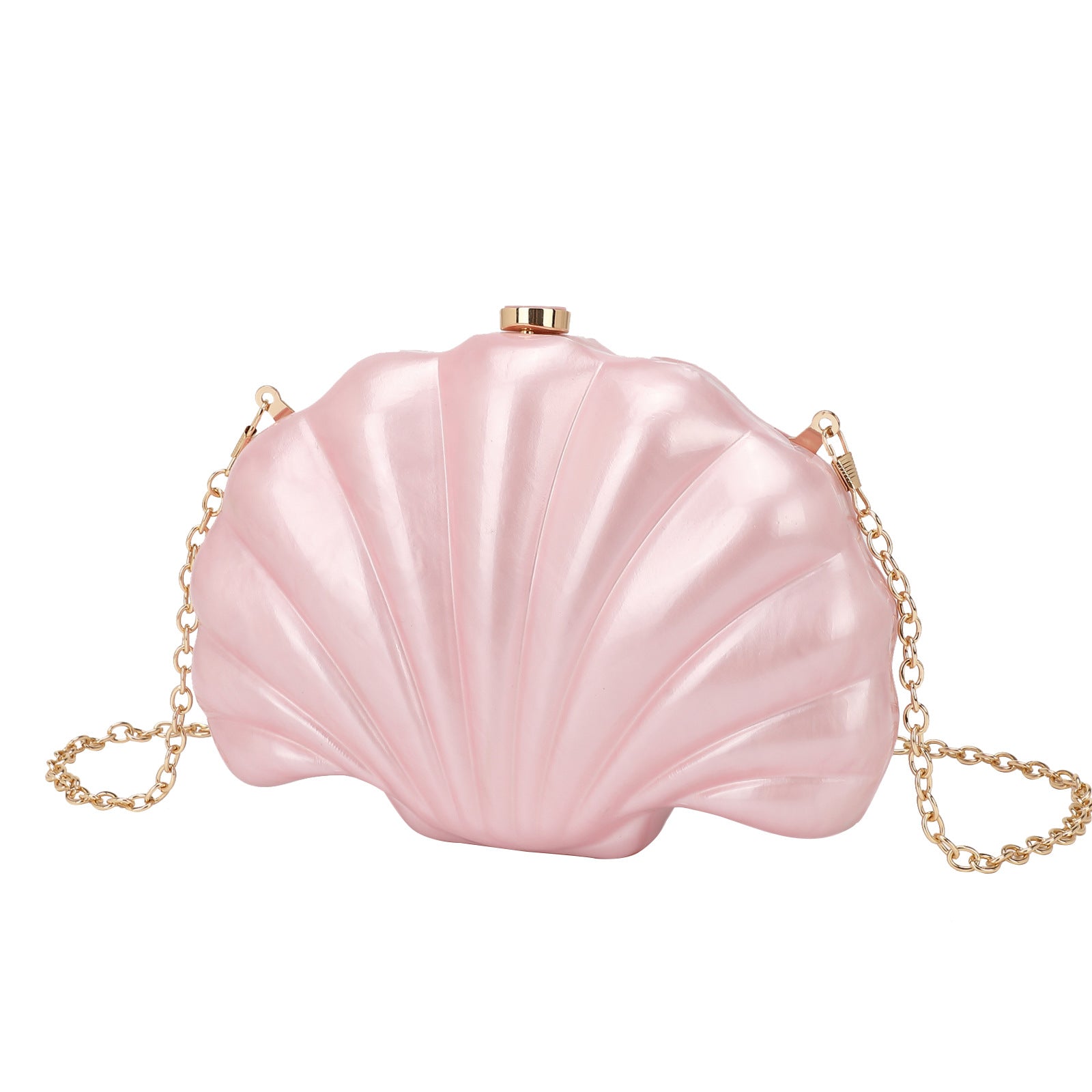 Shelloncé – Acrylic Shell Clutch with Pearl Handle