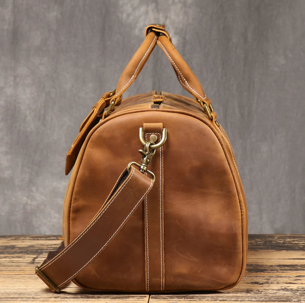 COWBOY ERA: Crazy Horse Leather Duffel for Gentlemen in Transit