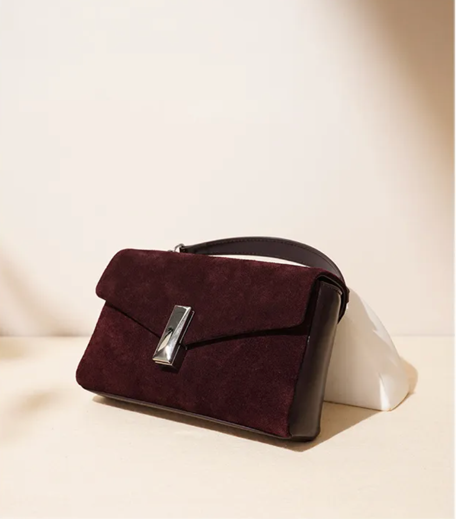 Coffeehouse Poise – Suede Chain Shoulder Bag