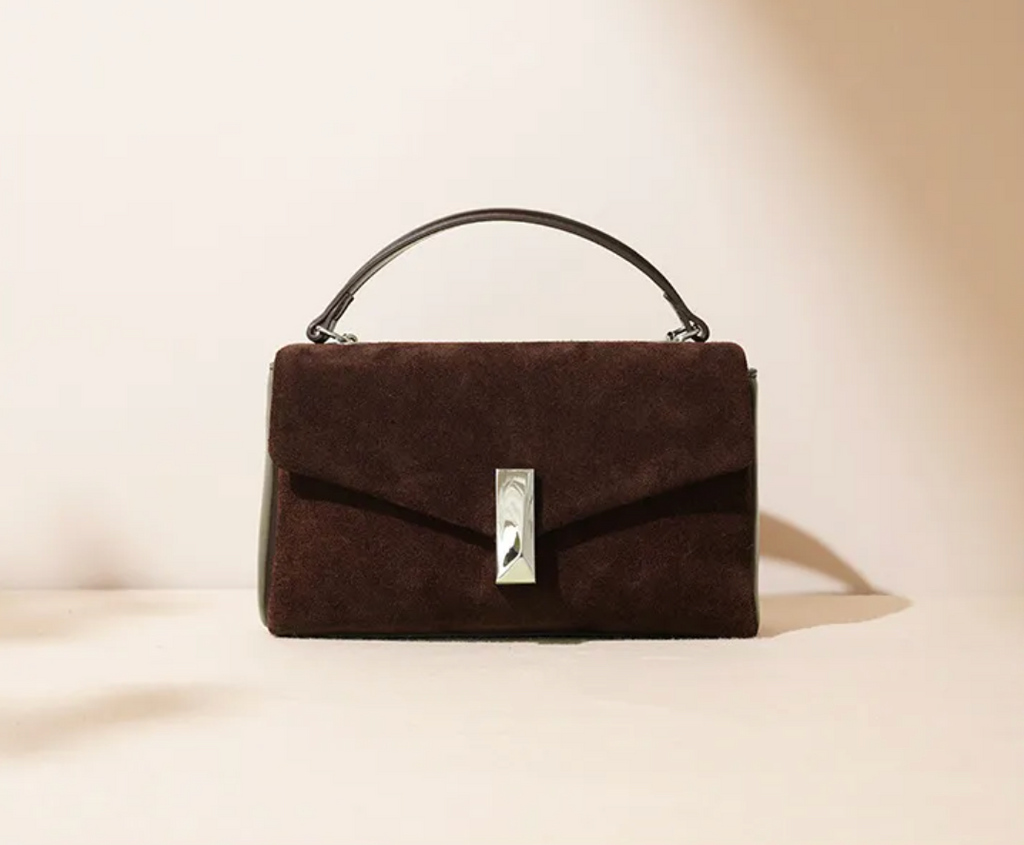 Coffeehouse Poise – Suede Chain Shoulder Bag