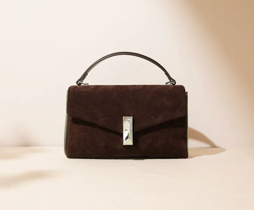 Coffeehouse Poise – Suede Chain Shoulder Bag