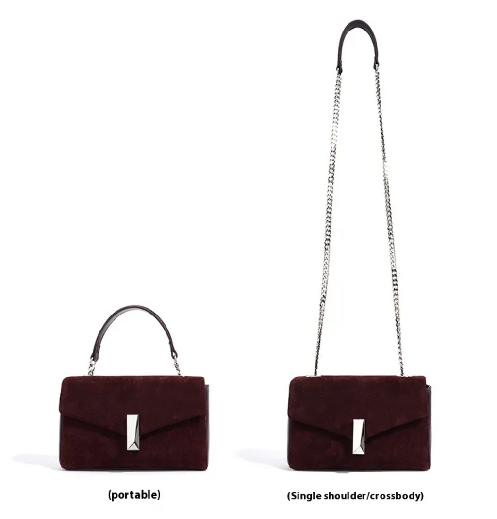Coffeehouse Poise – Suede Chain Shoulder Bag