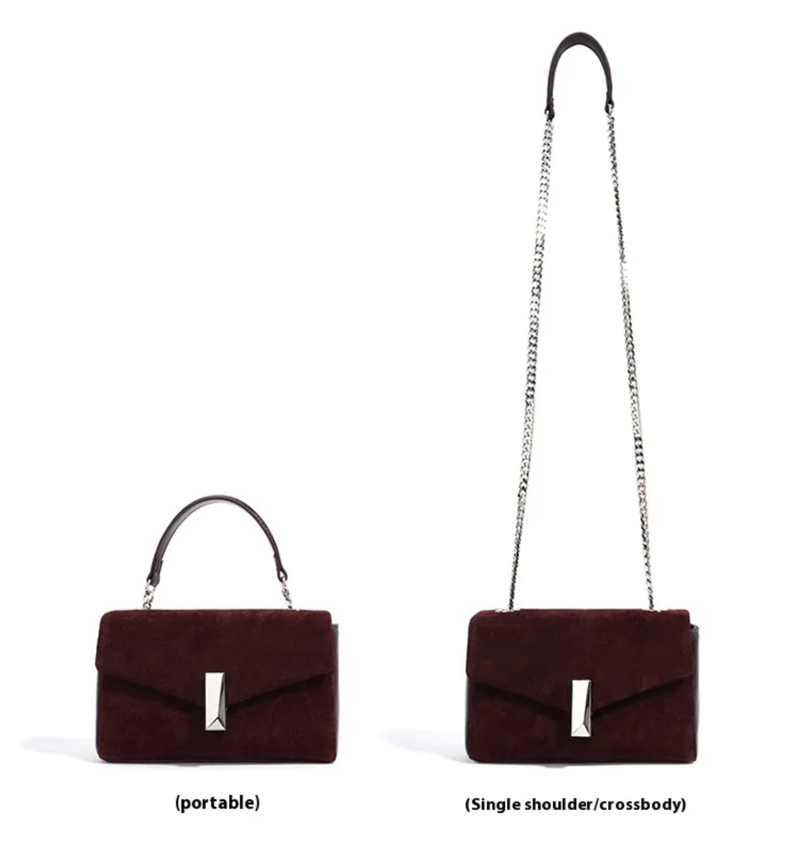 Coffeehouse Poise – Suede Chain Shoulder Bag