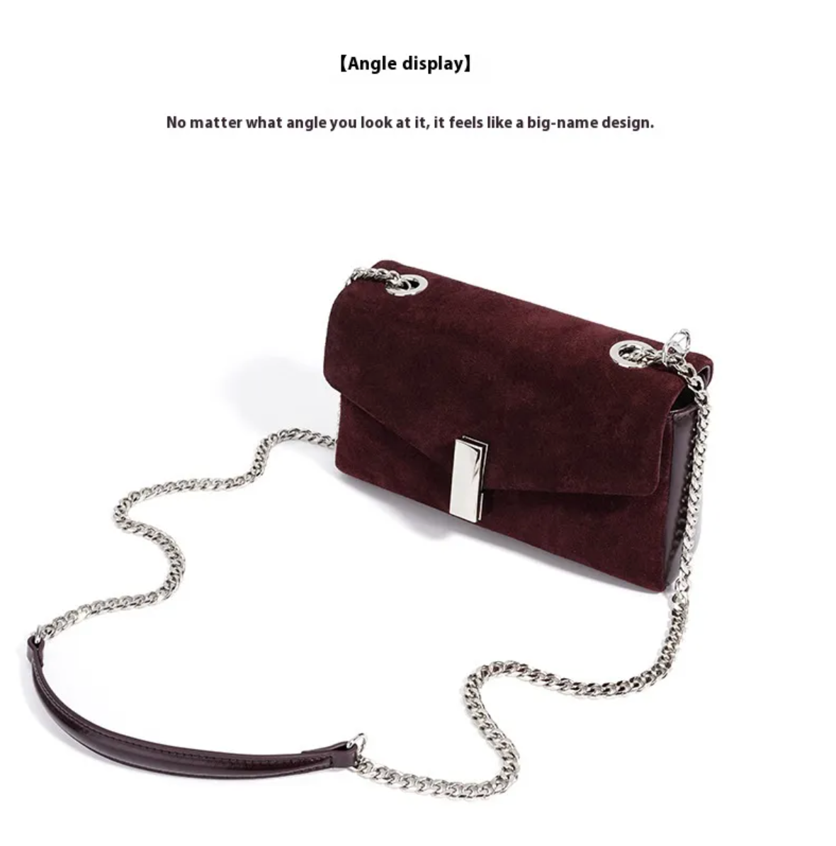 Coffeehouse Poise – Suede Chain Shoulder Bag
