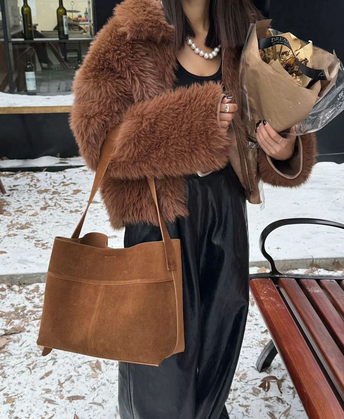 Cozy With Cashmere – Winter Matte Leather Crossbody