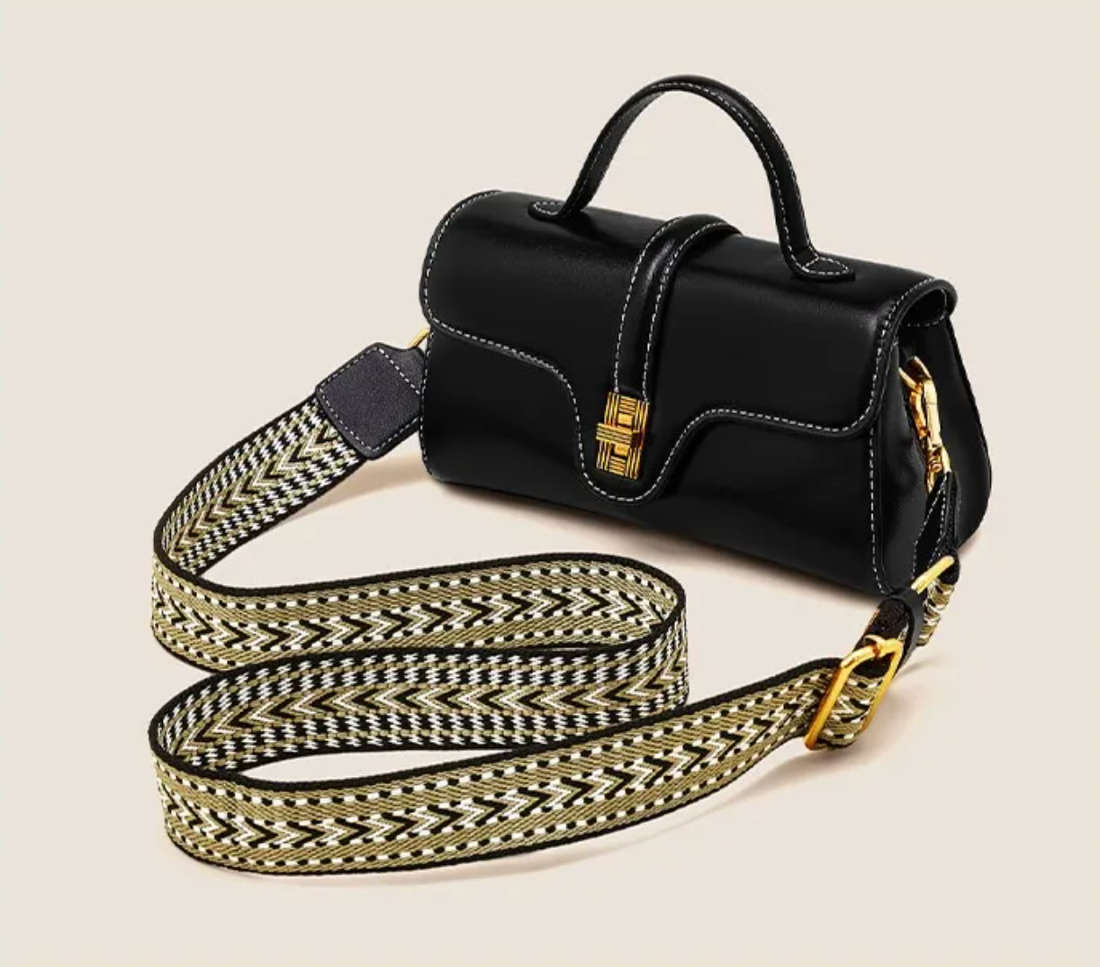 Featherington Fête – Retro Lock Crossbody Bag