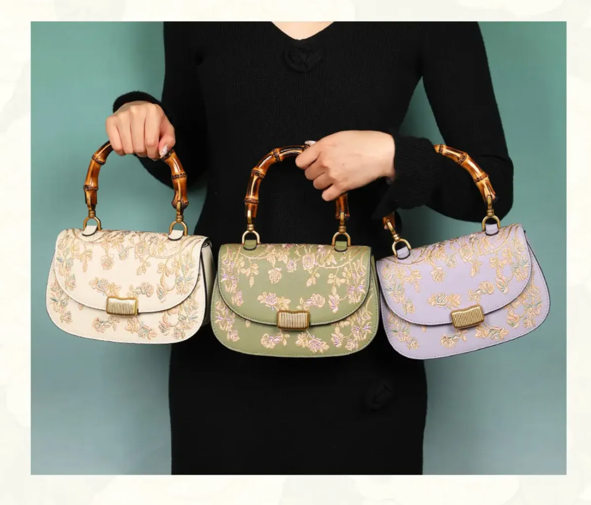 Executive Bloom - Cowhide Embroidery Handbag