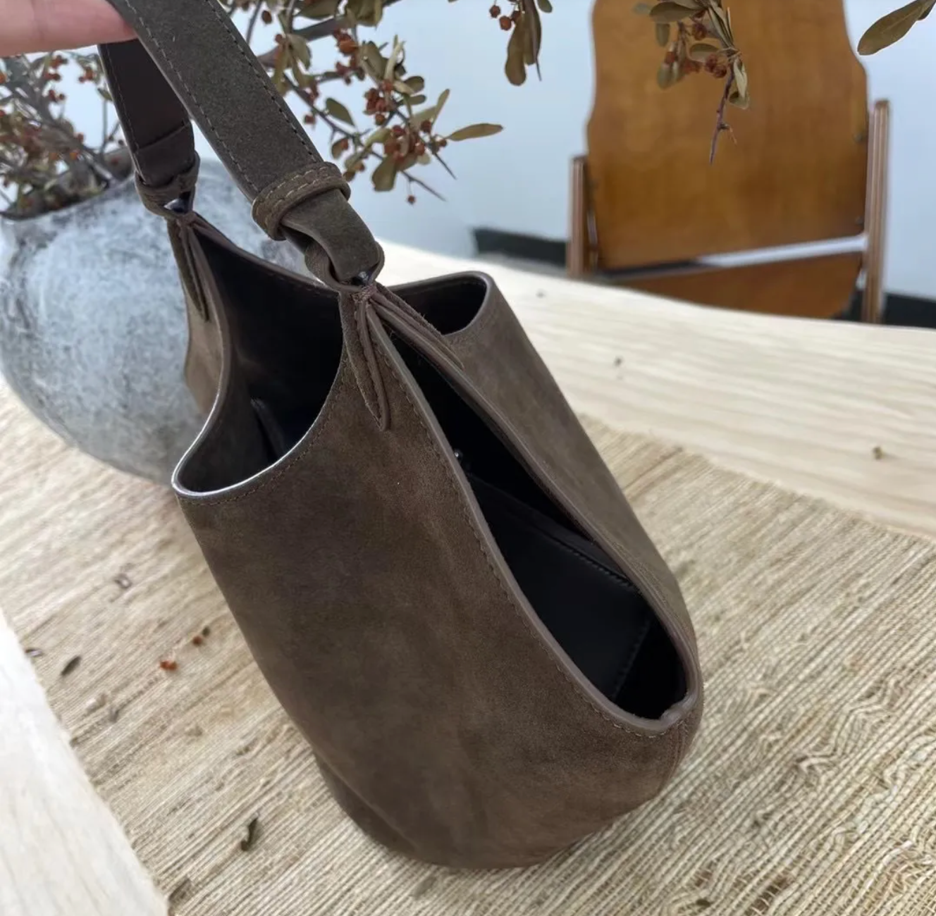 The Willow Drift Leather Bucket Bag