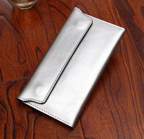 Wildflower Whispers – Genuine Leather Long Wallet with Magnetic Charm