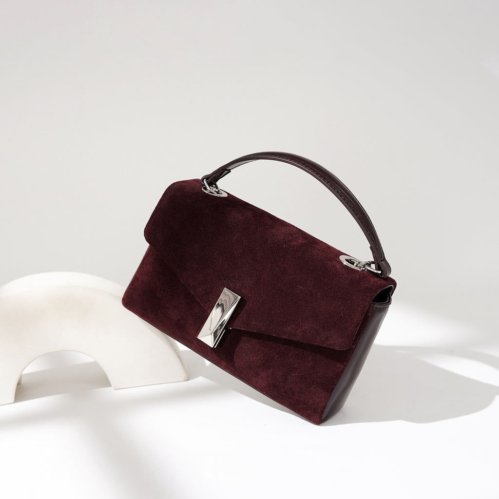 Coffeehouse Poise – Suede Chain Shoulder Bag