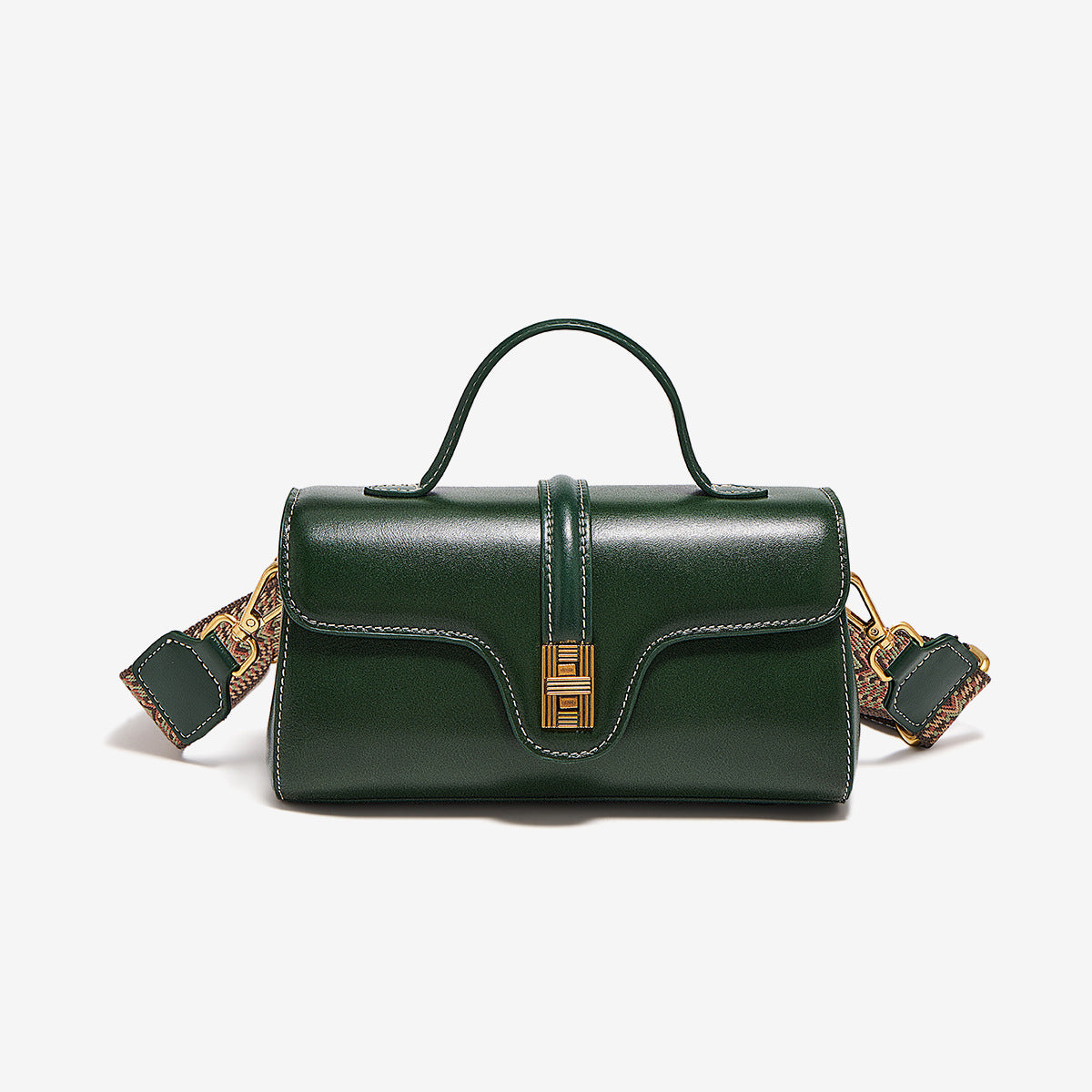 Featherington Fête – Retro Lock Crossbody Bag