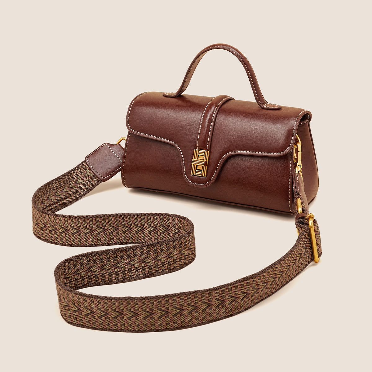 Featherington Fête – Retro Lock Crossbody Bag