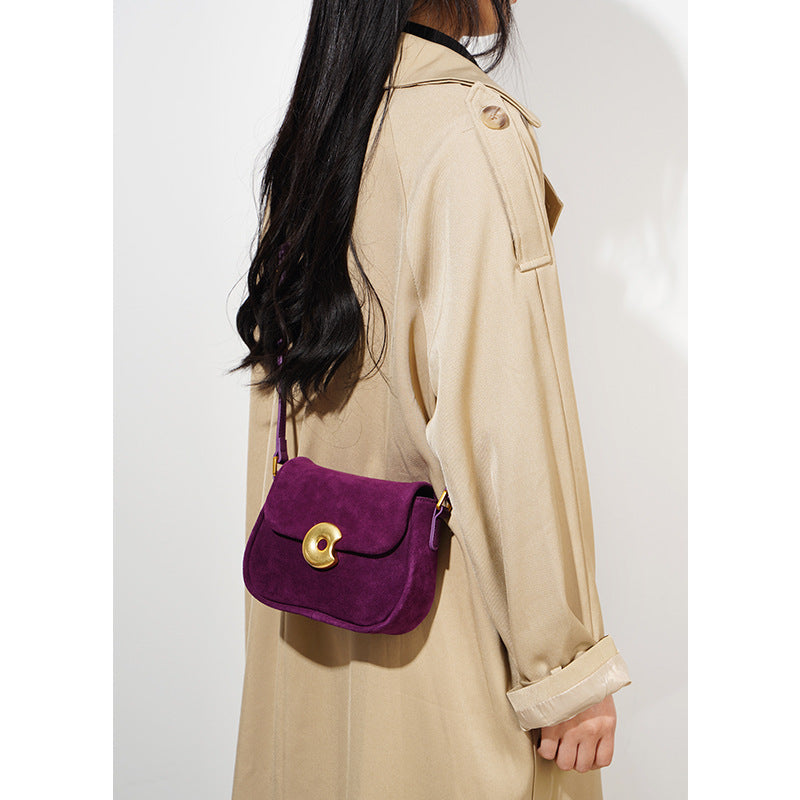 Purple Haze – Retro Leather Crossbody Saddle Bag