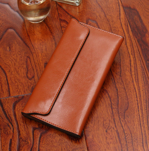 Wildflower Whispers – Genuine Leather Long Wallet with Magnetic Charm
