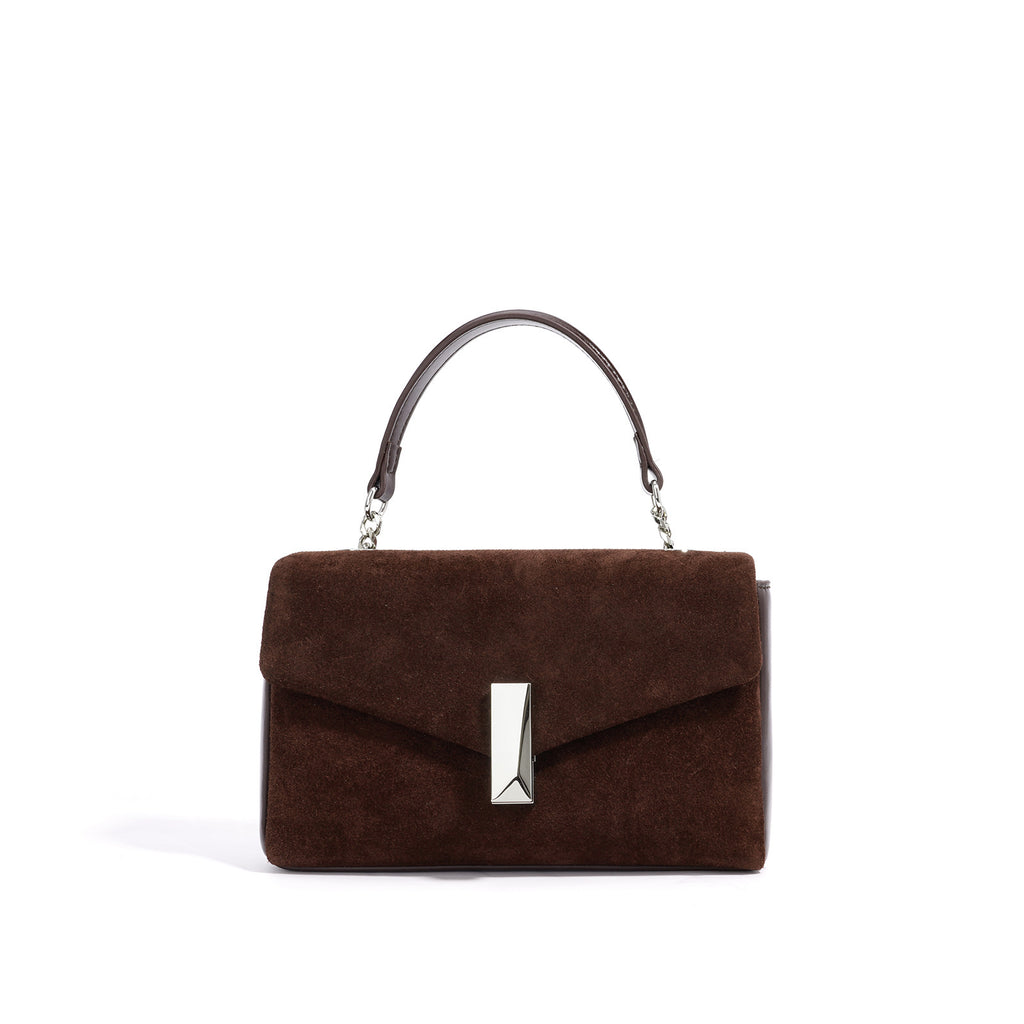 Coffeehouse Poise – Suede Chain Shoulder Bag