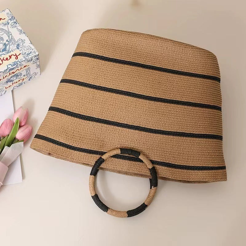 Cruel Sun Cabana Tote – Woven Round Handle Beach Bag
