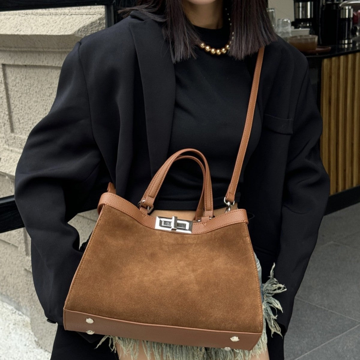 Evermore Edit – Frosted Cowhide Commuter Shoulder Bag